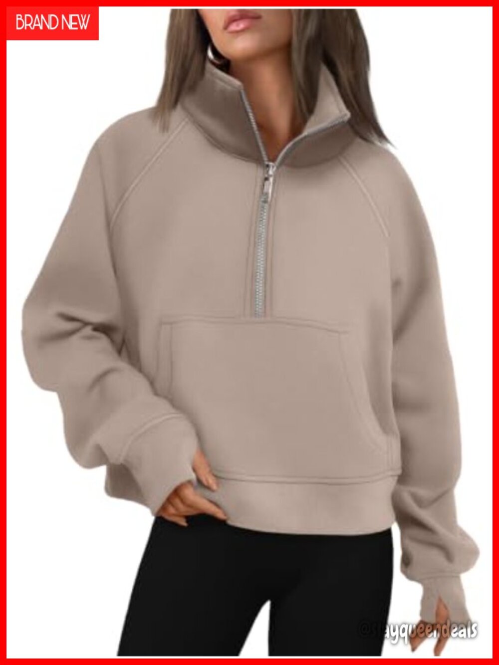 Womens Sweatshirt Half Zip Fleece Pullover Cotton Polyester Outdoor